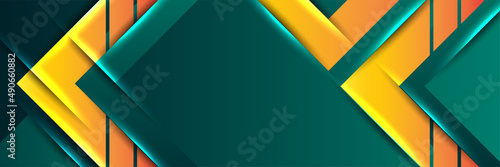 Modern abstract dark green orange banner background. Vector abstract graphic design banner pattern background template.