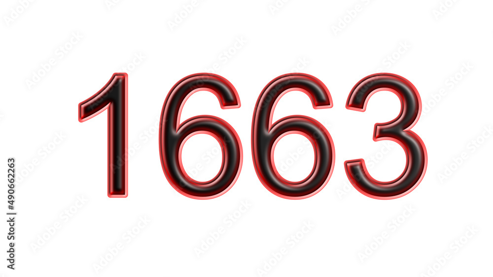 red 1663 number 3d effect white background