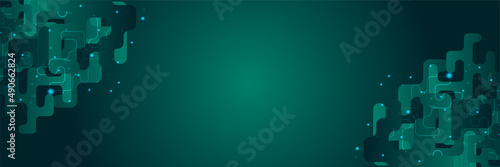 Modern abstract dark green orange banner background. Vector abstract graphic design banner pattern background template.