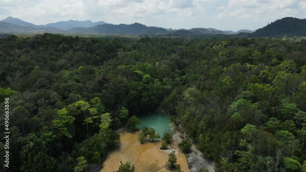 view from the mountain, aerial view emerald pool, blue pool attractions in krabi, ecological and environmental concepts and backgrounds, krabi, thailand, view from the mountain, aerial view emerald pool, blue pool attractions in krabi, ecological and environmental concepts and backgrounds, krabi, thailand,