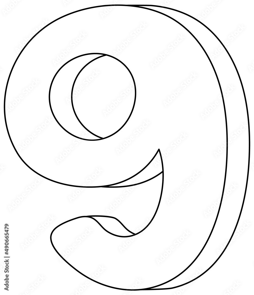 Number black and white doodle character Number black and white doodle character