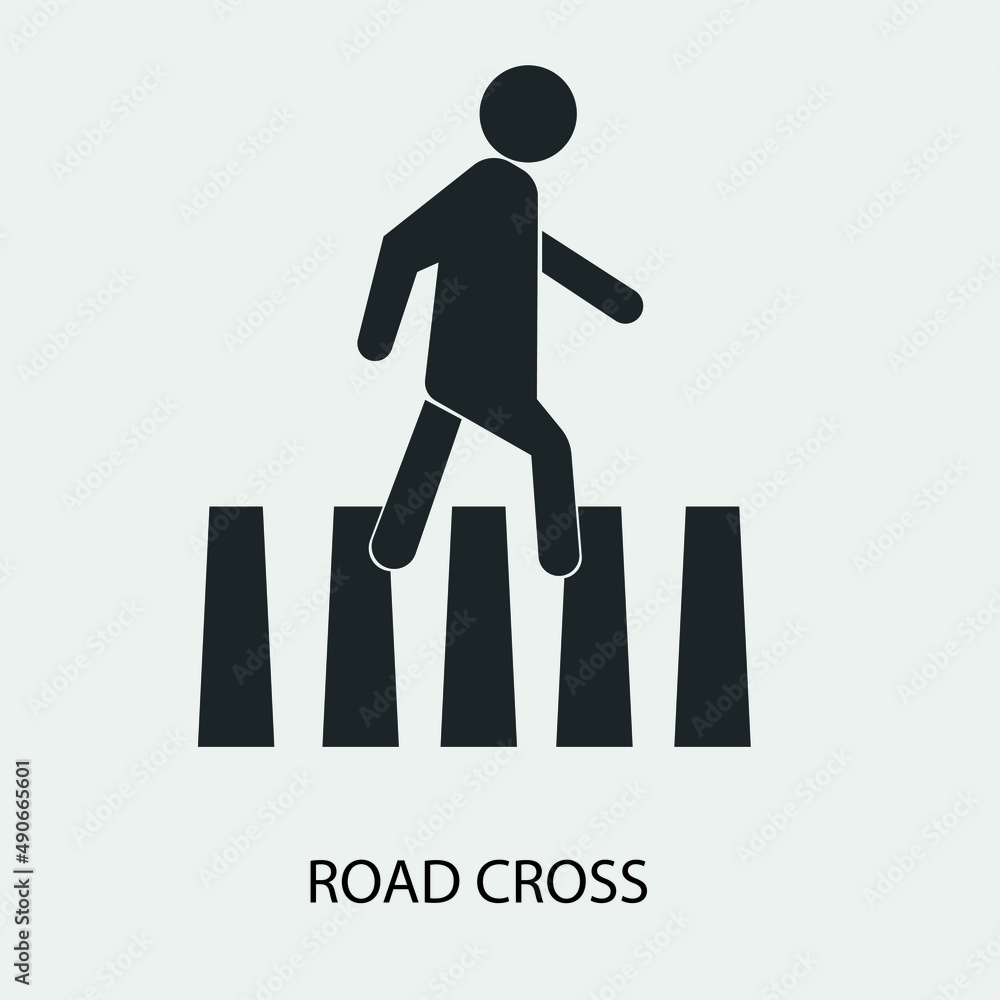 Road cross vector icon illustration sign