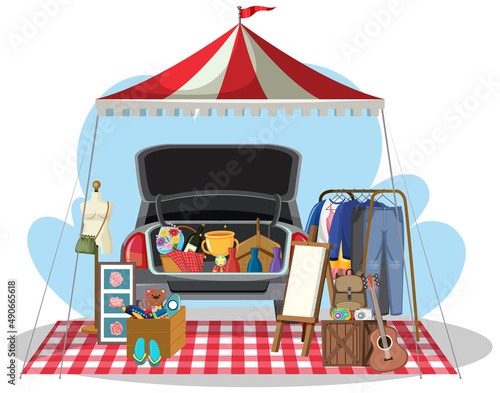 Flea market concept with a car boot sale