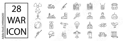 world war vector line icons, minimal pictogram design, editable stroke for any resolution.