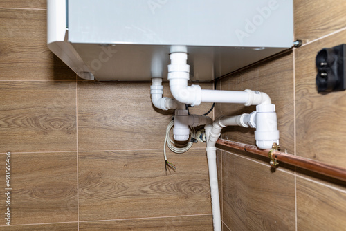 Sewage pipes for drainage of condensate from the domestic mechanical ventilation with heat recovery.