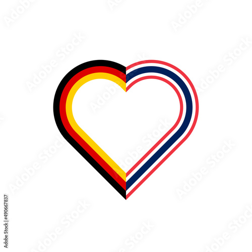 unity concept. heart outline icon with germany and thailand flags. vector illustration isolated on white background	