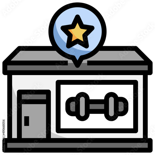 GYM filled outline icon,linear,outline,graphic,illustration