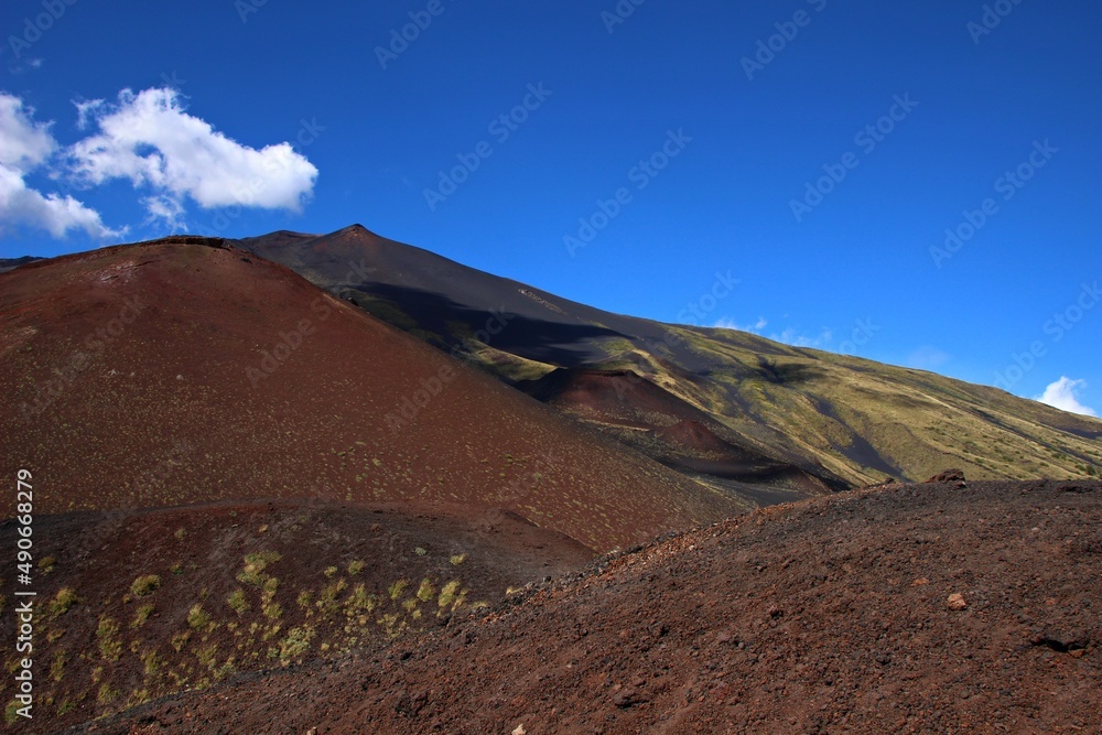 Italy, Sicily: Glimpses of the Etna volcano.