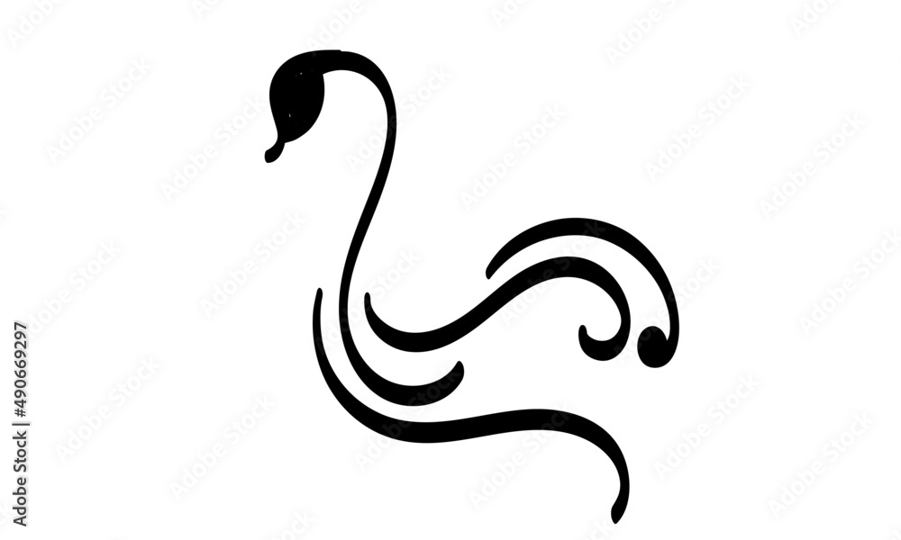 Fototapeta premium Bird drawing. element isolated on white background for decorative element. Vector illustration.