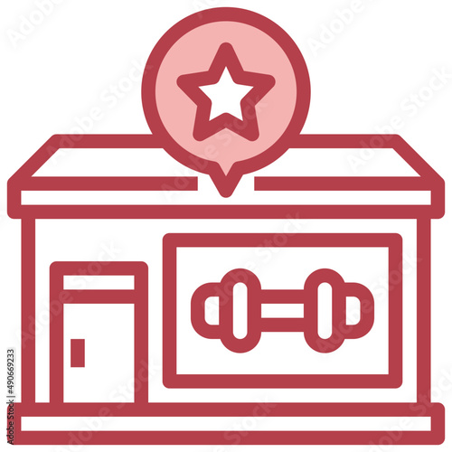 GYM red line icon,linear,outline,graphic,illustration