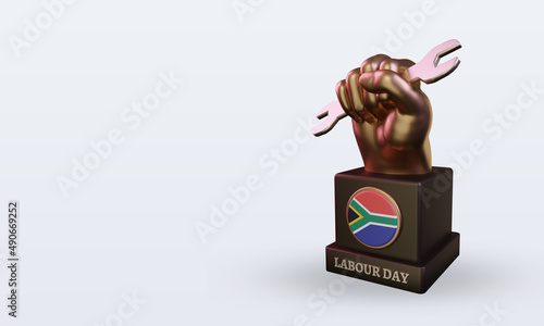 3d labour day South Africa flag rendering right view