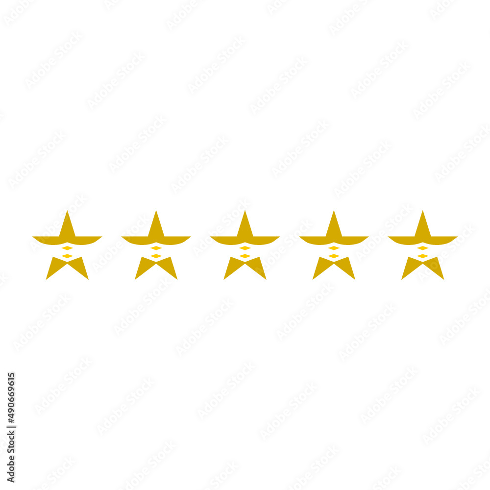 Rating sign, Five stars icon isolated on white background Rating sign, Five stars icon isolated on white background