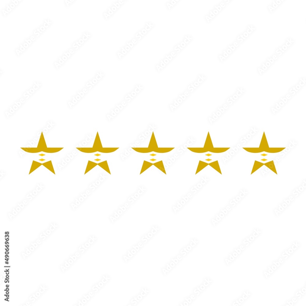 Rating sign, Five stars icon isolated on white background Rating sign, Five stars icon isolated on white background