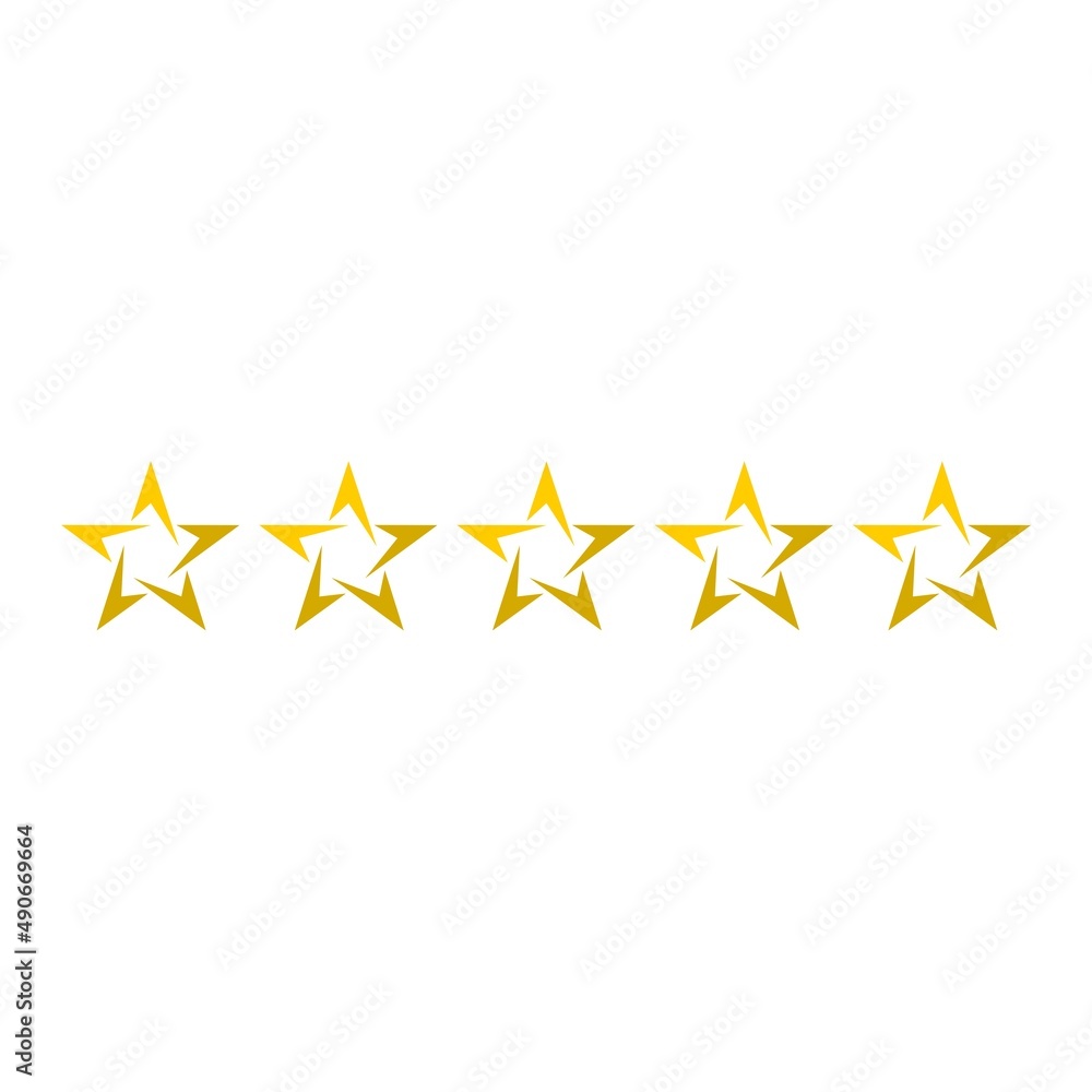 Rating sign, Five stars icon isolated on white background Rating sign, Five stars icon isolated on white background