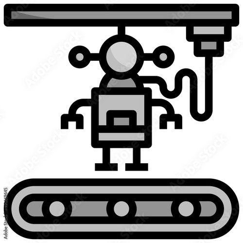 ROBOT filled outline icon,linear,outline,graphic,illustration