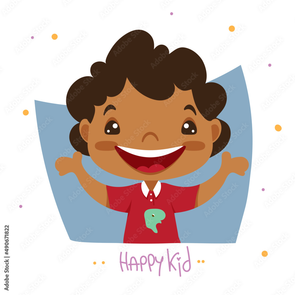 The child is a boy. A happy child. Vector illustration. Framed portrait. Character. The child is a boy. A happy child. Vector illustration. Framed portrait. Character.