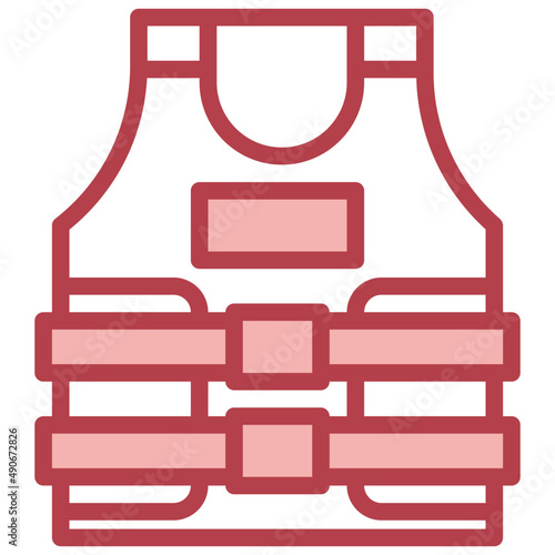 BULLETPROOF VEST red line icon,linear,outline,graphic,illustration