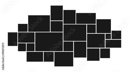 Creative vector Template Collage consisting of 25 frames for a photo of a square and rectangular shape.