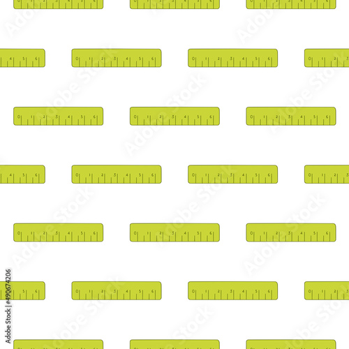 Cute seamless pattern with green ruler