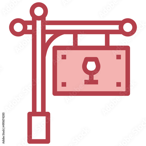 SIGNBOARD red line icon,linear,outline,graphic,illustration