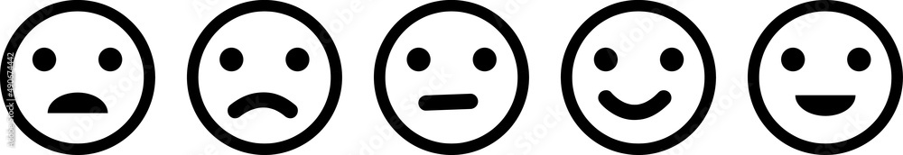 Emoji icon set of satisfaction level. Simple feedback in form of emotions in flat style. Customer feedback..eps Emoji icon set of satisfaction level. Simple feedback in form of emotions in flat style. Customer feedback..eps