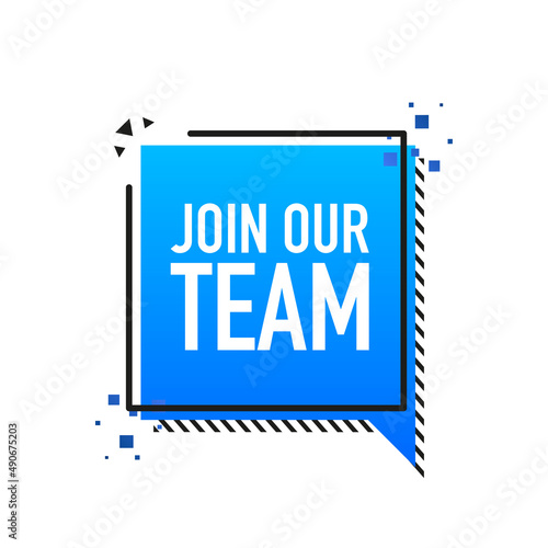 Join our team blue banner. Vector flat illustration on white background
