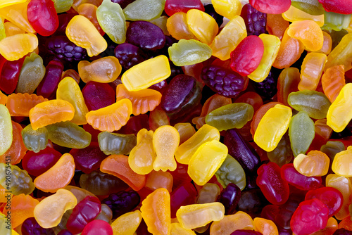 Fruit jelly gummy candies assortment. image photo