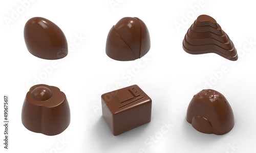 Milk chocolate molds. 3D Rendering