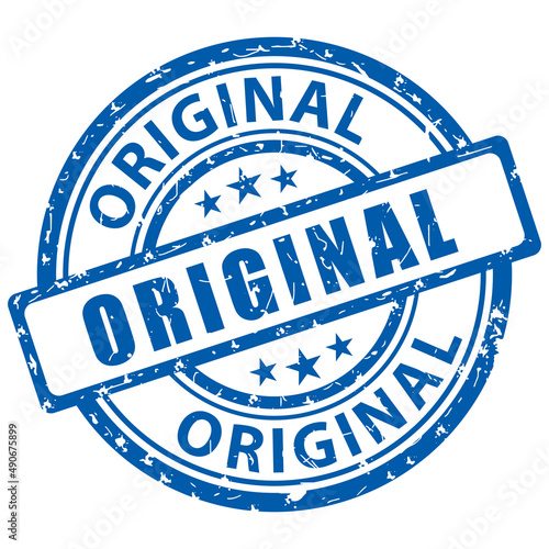 Blue vector stamp. Original icon.