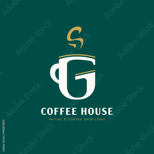 Initial letter G premium coffee house logo icon template