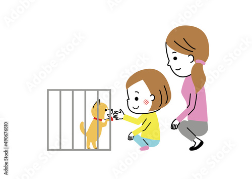 犬の譲渡会でかわいい柴犬と出会った母娘