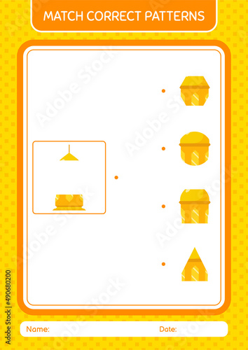 Match pattern game with arabic lantern. worksheet for preschool kids, kids activity sheet