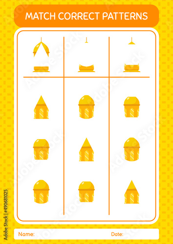 Match pattern game with arabic lantern. worksheet for preschool kids, kids activity sheet