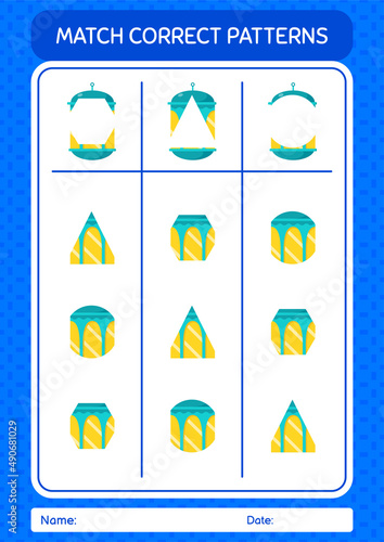 Match pattern game with arabic lantern. worksheet for preschool kids, kids activity sheet