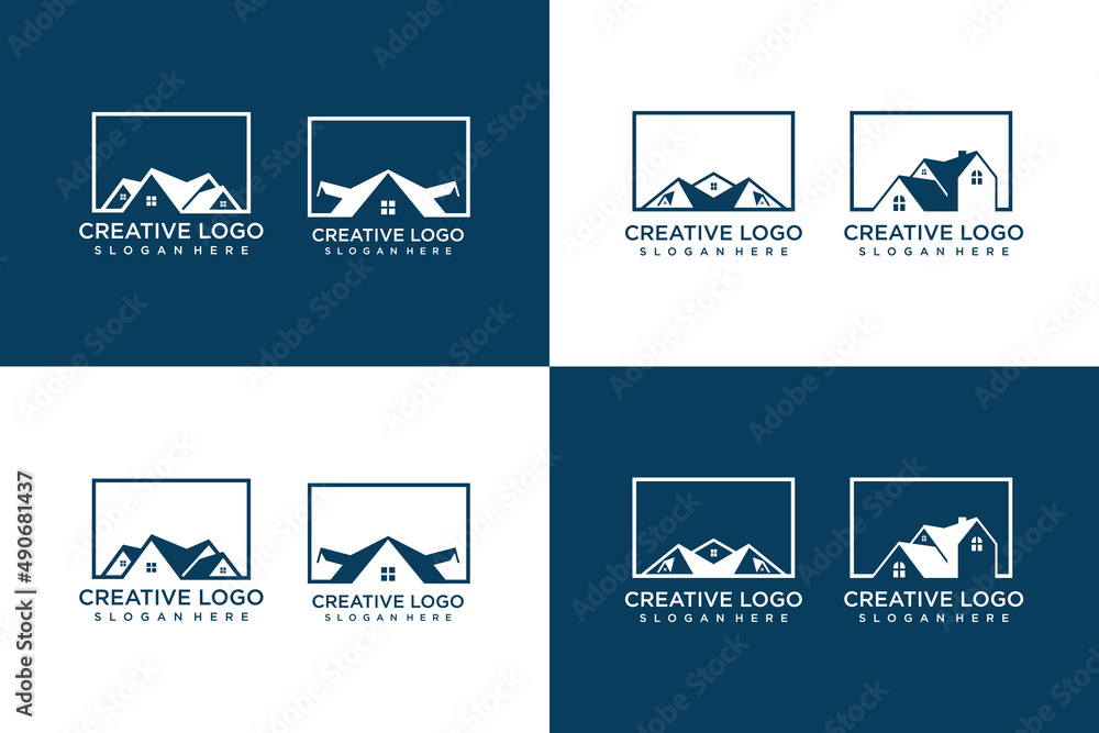 set of minimalist design home logo templates with business card designs set of minimalist design home logo templates with business card designs