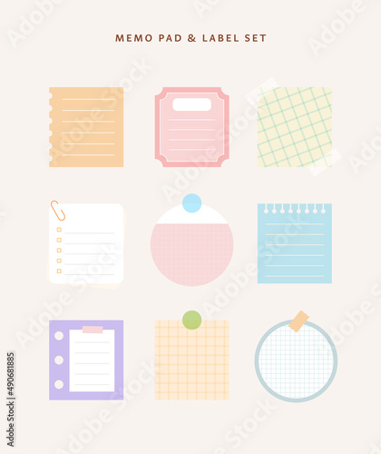 Sticker memo paper, label illustration
