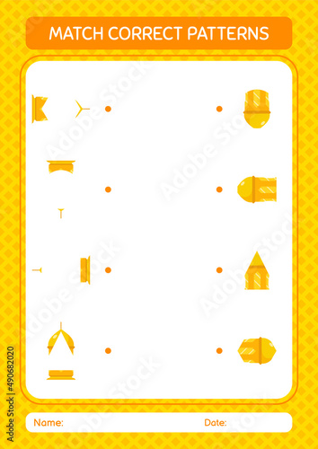 Match pattern game with arabic lantern. worksheet for preschool kids, kids activity sheet