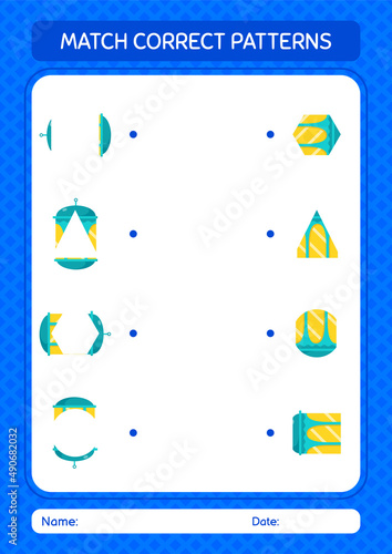 Match pattern game with arabic lantern. worksheet for preschool kids, kids activity sheet