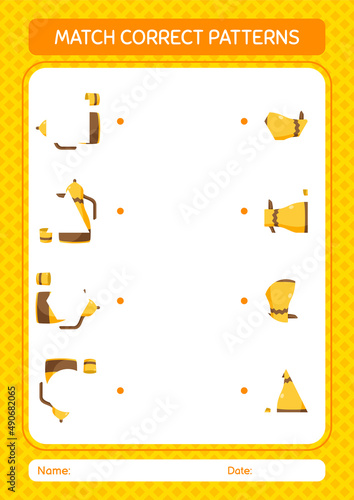 Match pattern game with arabic teapot. worksheet for preschool kids, kids activity sheet