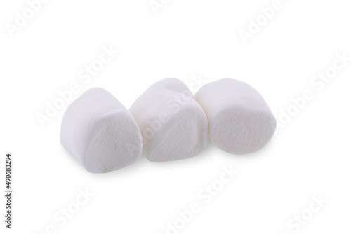 Fluffy white marshmallow isolated on white background.