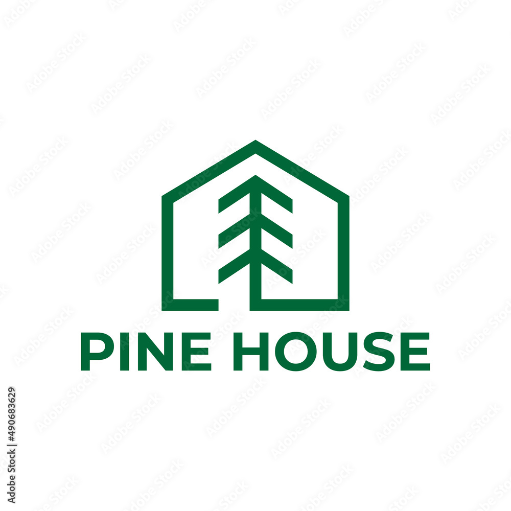 house with pine tree logo design house with pine tree logo design