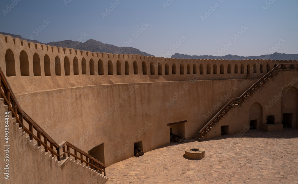 Nizwa, Oman, 1 March 2022:view from inside nizwa fort