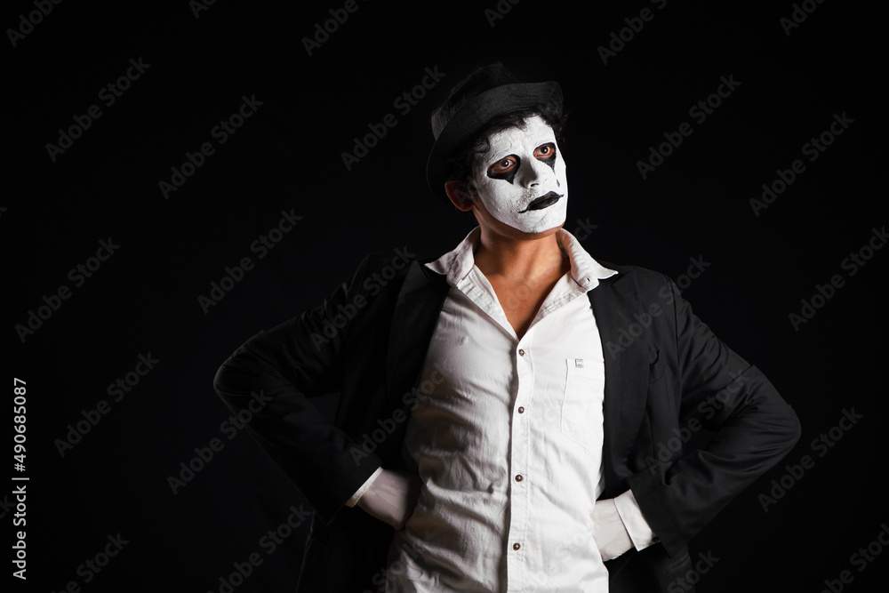 Mime artist isolated on black background Mime artist isolated on black background