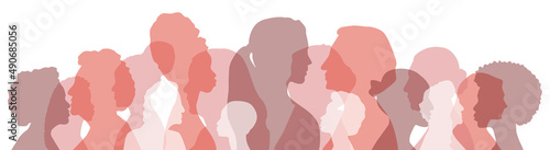 Women of different ethnicities together. Flat vector illustration.
