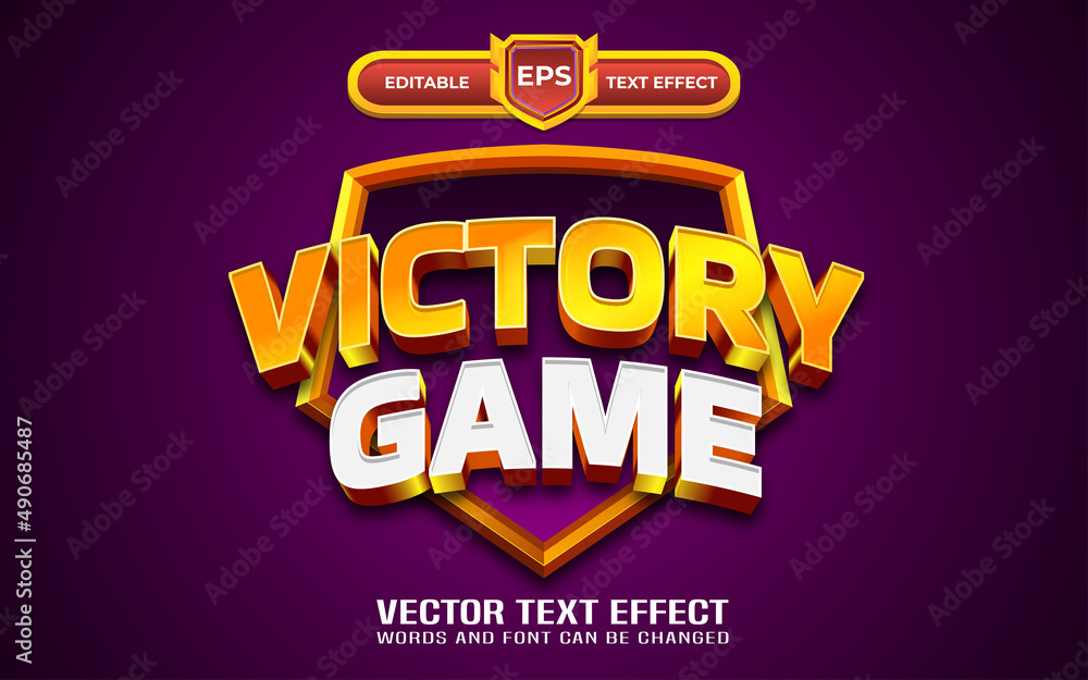 Victory game editable text effect with golden style Stock Vector Adobe Stock