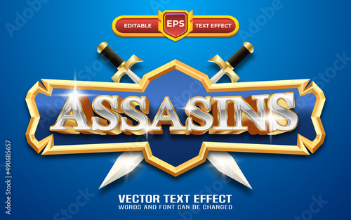 Golden assasins logo games editable text effect
