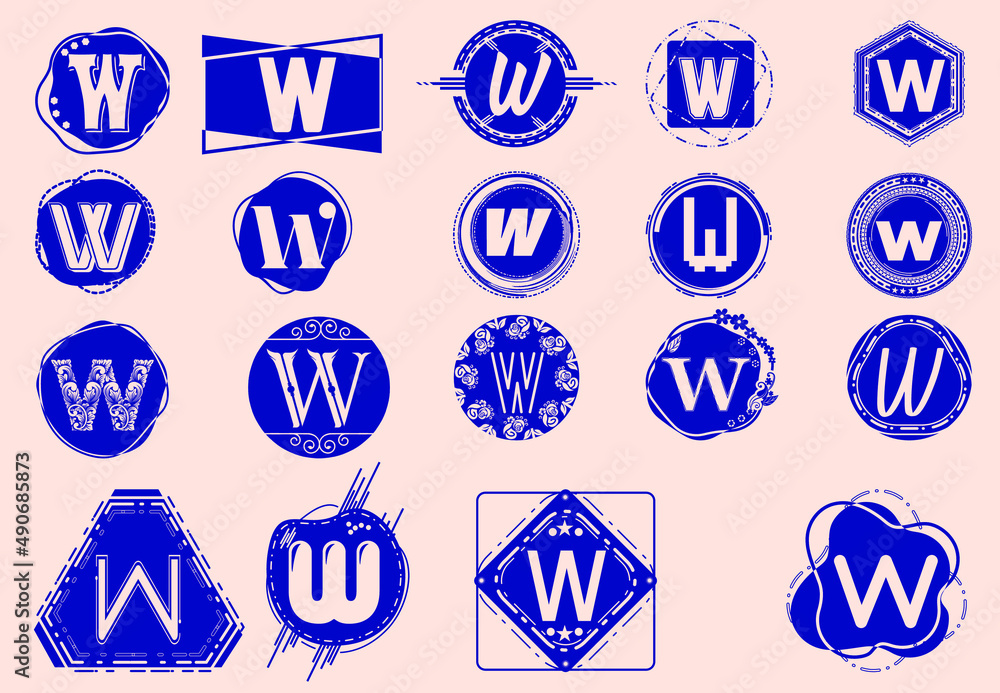 Creative W letter logo and icon design template bundle