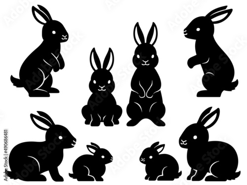 うさぎのシルエットイラストセット