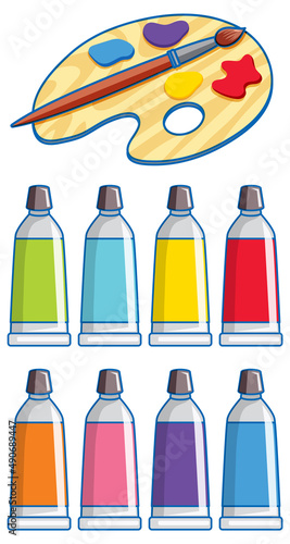 A set of watercolour on white background