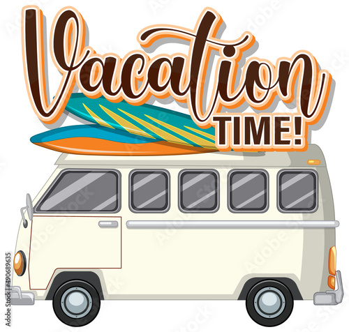Summer travel vacation logo concept with motorhome